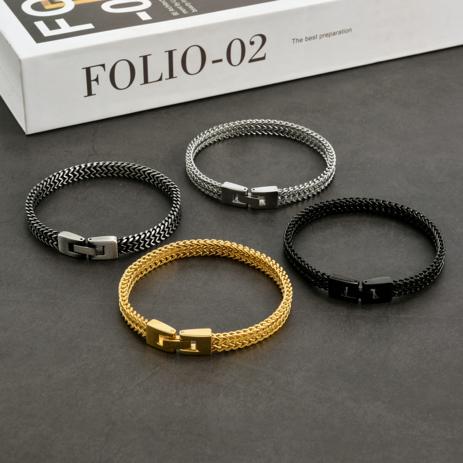 New Arrival Stainless Steel Keel Chain Bracelet Steel Color Men's European and American Style Cross-border Hot Selling Titanium Steel Men's Jewelry