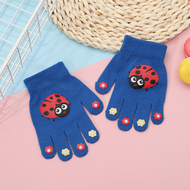 Cartoon animal gloves 5-12 years old winter cute plus velvet padded students wool children's warm writing gloves