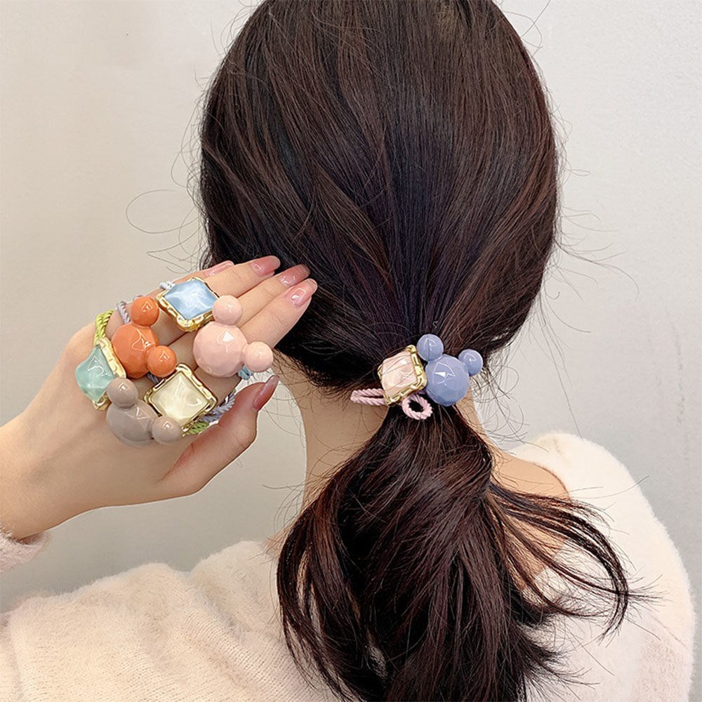 South Korea Dongdaemun Same Hair Rope Colorful Rubber Band Hair Rope Hair Rope Cyber Celebrant Colorful Mickey Hair Accessories