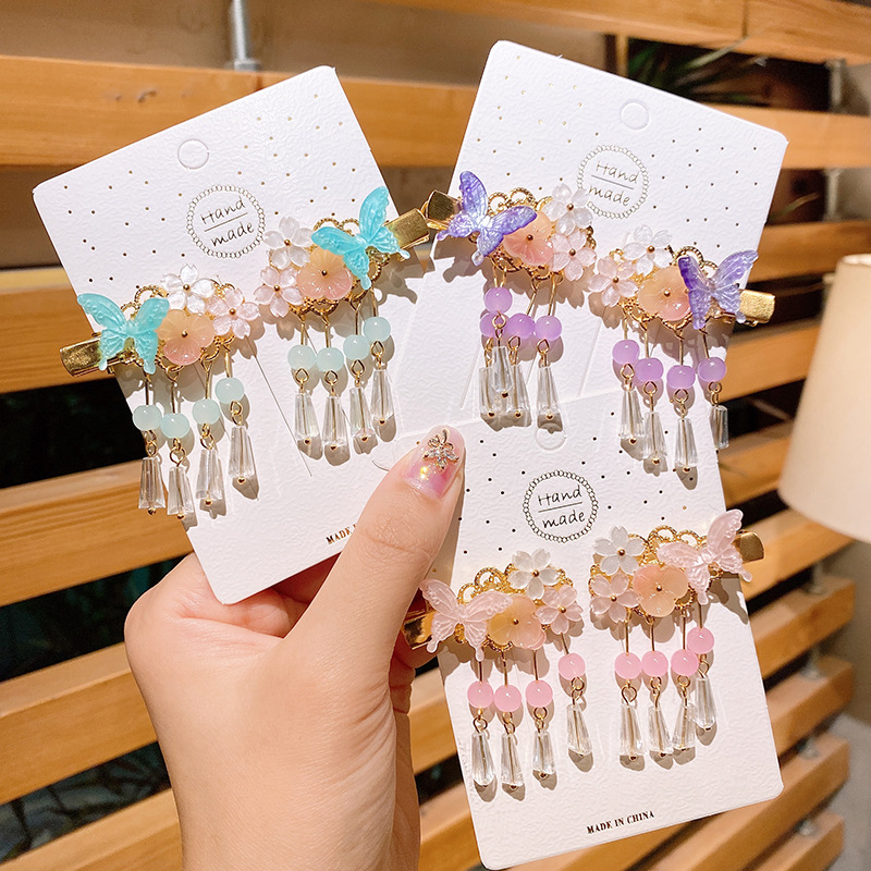 Children's Ancient Clothing Headwear Walking Tassel Hairpin Super Immortal Princess Hair Accessories Ancient Hanfu Accessories Girl's Ancient Style Hairpin