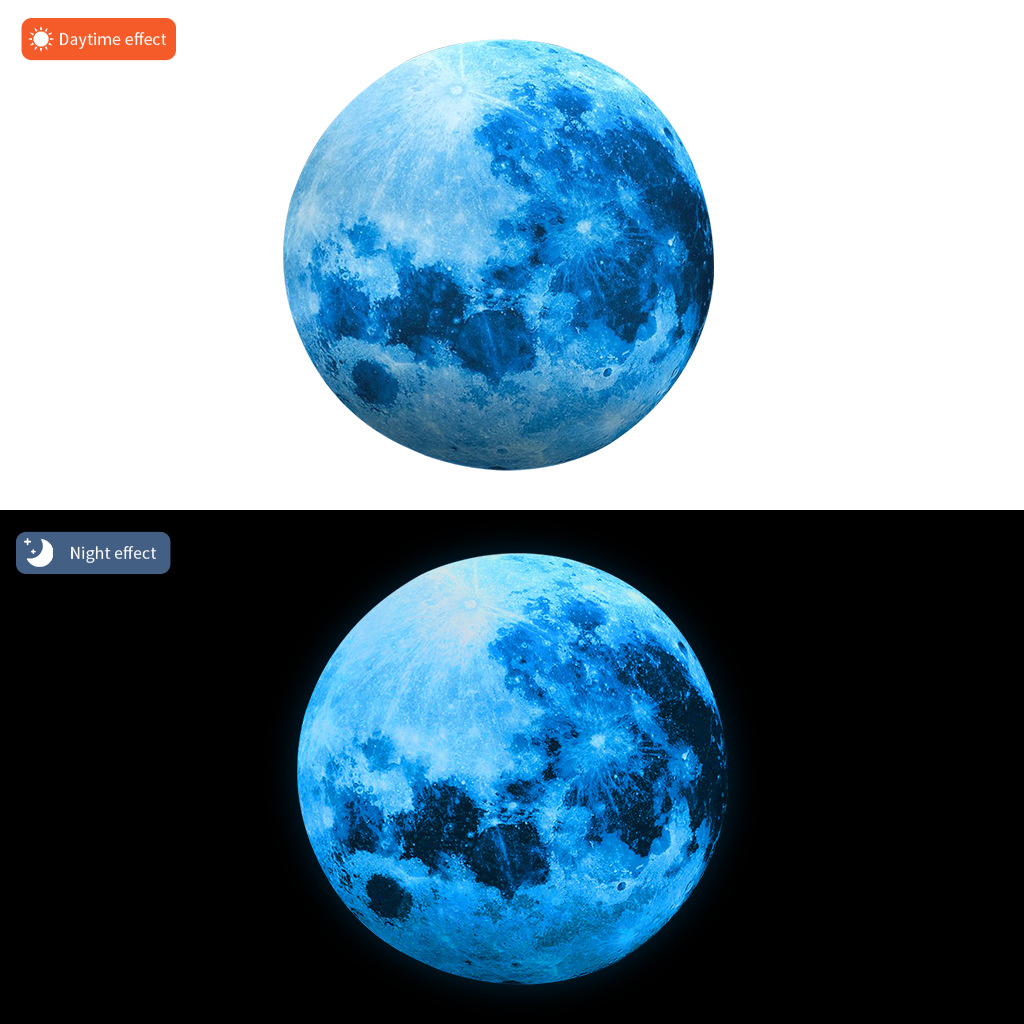 Rainbow moon spot wholesale 30 green luminous film Moon PVC wall stickers 30cm blue luminous moon