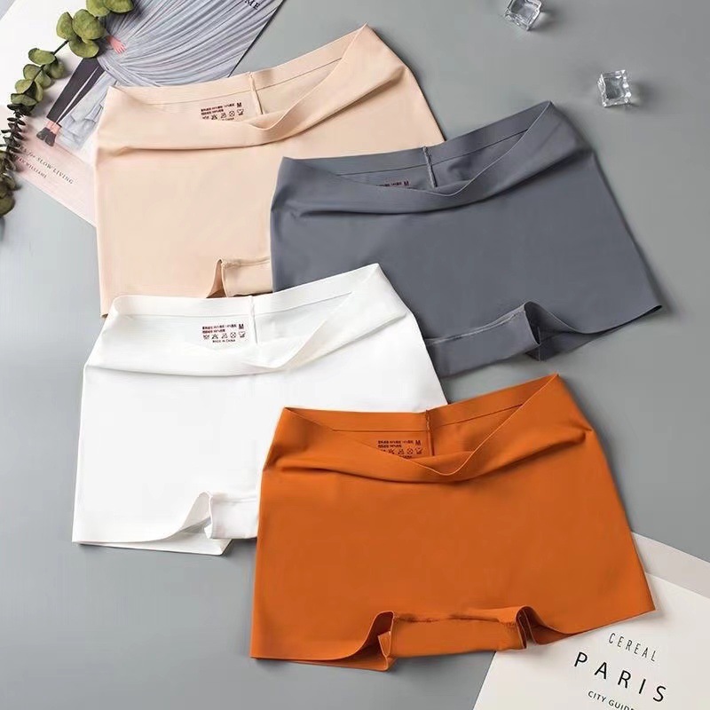 Kapok Village Ice Silk Traceless Underwear Women's Pure Cotton Crotch Antibacterial Boxers Women's Safety Pants Four Corners Anti-light Thin