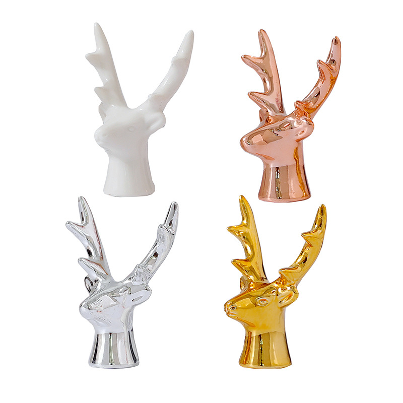Cross-border ins decoration Nordic ceramic creative electroplating small animal decoration mini desktop decoration gold