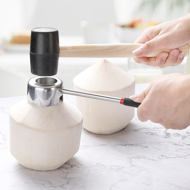Factory Direct supply stainless steel coconut opener coconut shell opener coconut knife tool coconut green punch in stock