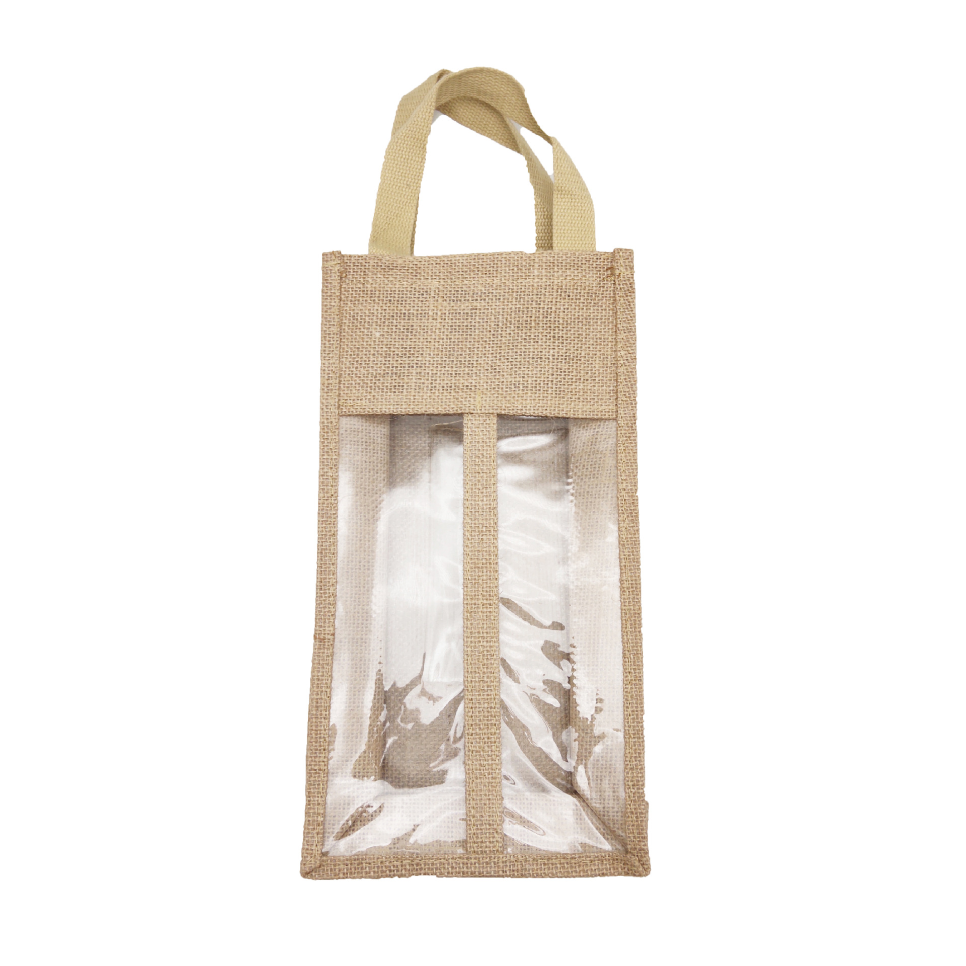 Nordic wind jute cloth wine bag linen Wine Bottle Tote transparent film linen wine packaging bag wholesale