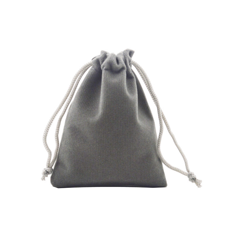 Grey Flannel Bag Drawstring Bag Flocking Headphone Storage Bag Jewelry Dust Bag Printable logo