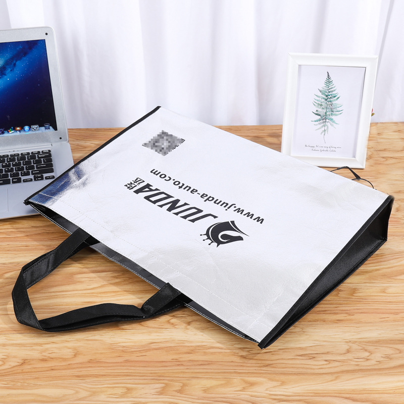 Factory custom wholesale laser folding non-woven bag silver gold film bag gift shopping bag