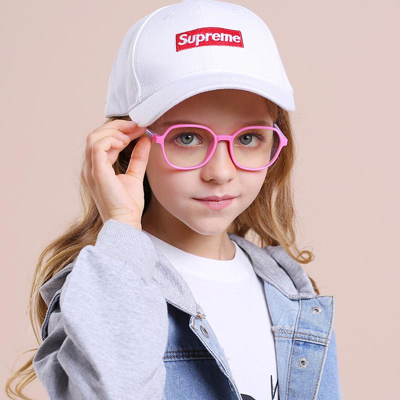 Comfortable Boys and Girls Anti-Blue Light Glasses Children's Anti-UV Flat Glasses Silicone Material Glasses Frame F8279