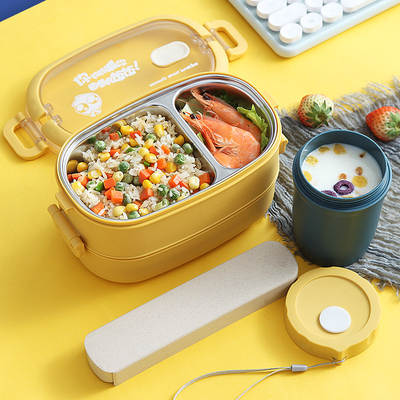 Stainless Steel Student Fruit Meal Box Multi-Layer Lunch Box Sealed Lunch Box Microwave Refreshing Heatable Lunch Box