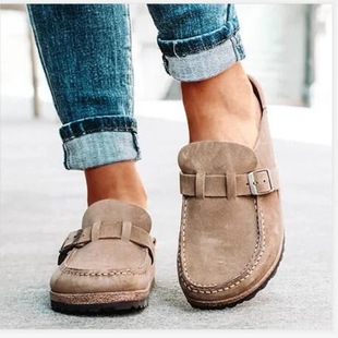 2021 Cross-border Foreign Trade Large Size Sandals Women's Baotou Outer Wear Belt Buckle 34 Size Half Slippers Women's Slippers Perennial Goods