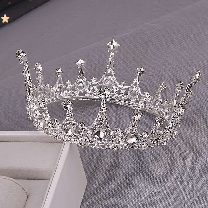 Crown Bride Crystal Full Round Baroque Crown Cyber Red Headdress Birthday Cake Decorations Wedding Factory Wholesale
