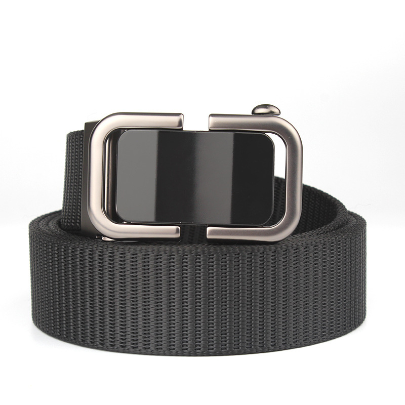 Automatic men's leather belt toothless alloy buckle nylon woven belt outdoor tactical casual canvas belt
