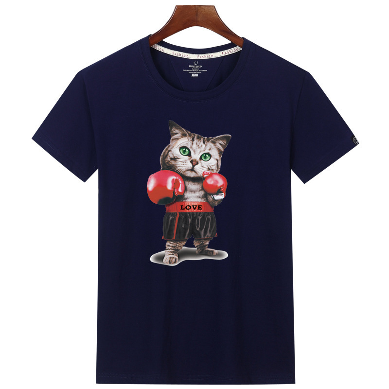 2020 spring and summer men's trendy short-sleeved loose combed cotton round neck plus size breathable jersey bottoming shirt one-piece delivery
