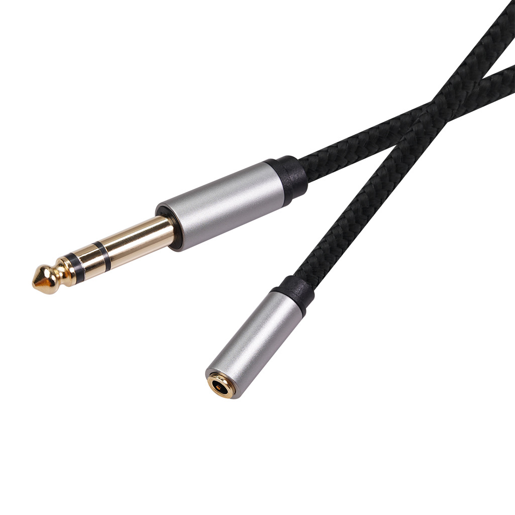 Aluminum foil braided 6.35 revolution 3.5 Bus Adapter line 3 meters braided outer mesh gray head black line manufacturers