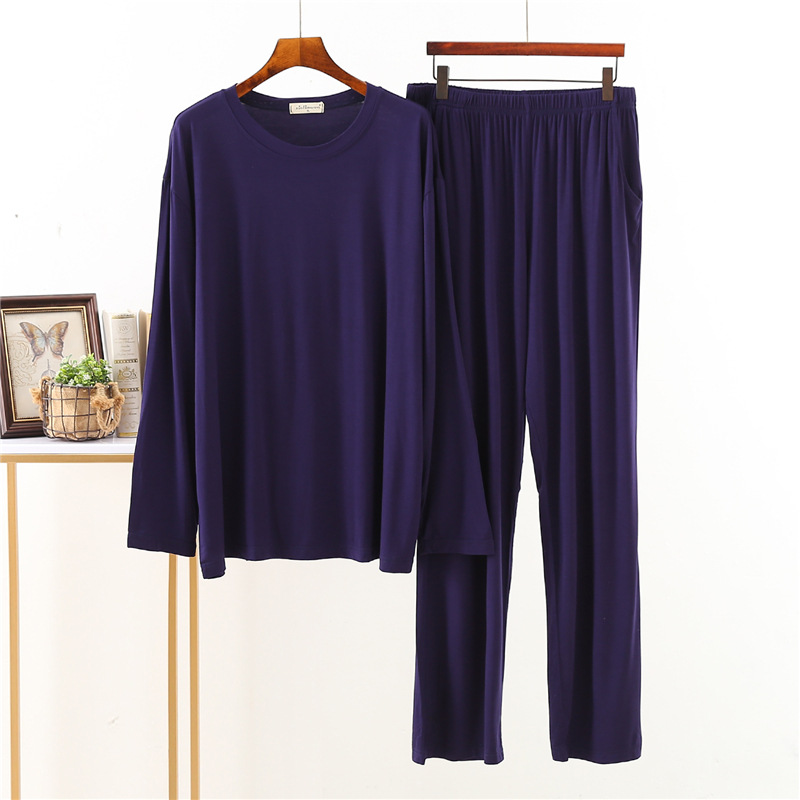 Modal Pajamas Men's Spring and Autumn Long-sleeved Youth Middle-aged Casual Loose Plus Size Home Wear Thin Suit