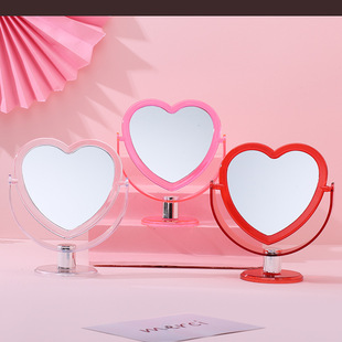 Настольное зеркало для макияжа Love Прозрачное двустороннее зеркало в Cyber Celebrity Beauty Mirror Студенческое общежитие Симпатичное зеркало для макияжа Акция
