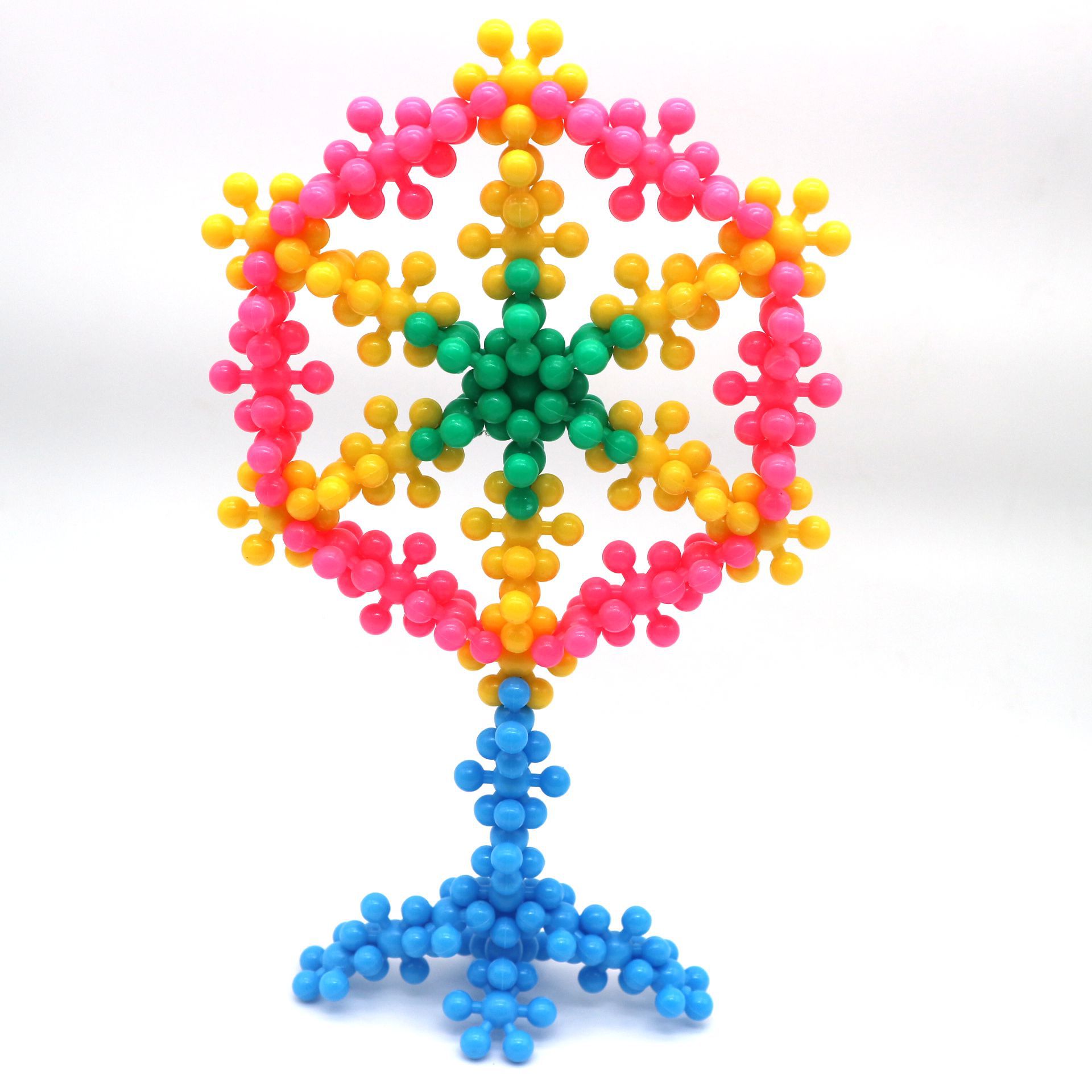 3D Three-dimensional Rotatable Plum Blossom Building Blocks Children's Fun Assembling Snowflake Pieces Kindergarten Enlightenment Early Education DIY