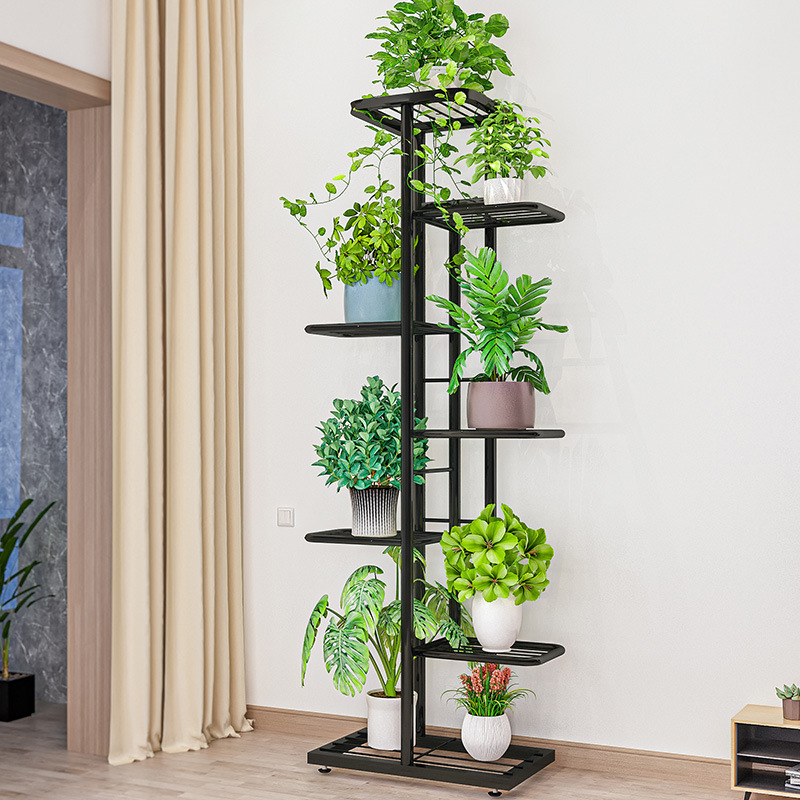 Flower Shelf Multi-Layer 7-Layer 8-pot Indoor Household Balcony Decorative Storage Rack Iron Living Room Simple Flower Pot Hanging Green Rose