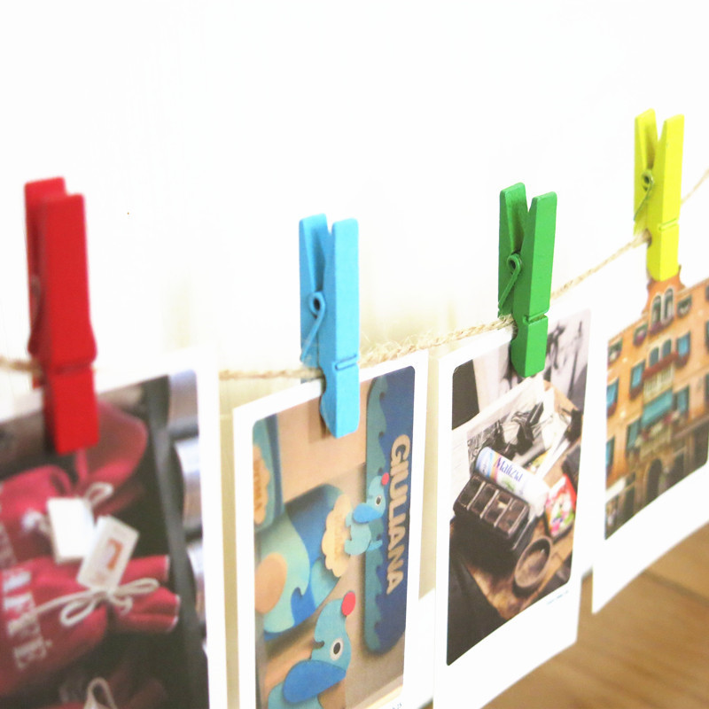Colorful wooden clip DIY handmade decorative wooden clip photo clip hemp rope wooden clip sealing clip