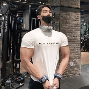 Muscle Captain Sports T-shirt Fitness Short-sleeved Men's Brothers Summer Round Neck Loose Running Training T-shirt Clothes Tide 1