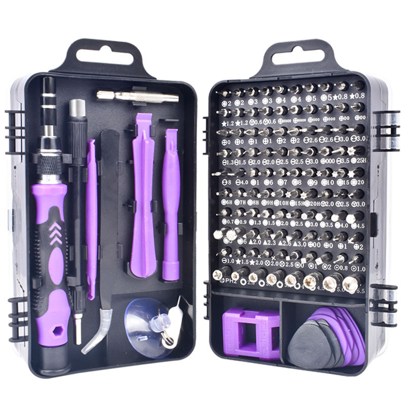 Factory direct 115 one screwdriver set disassembly machine combination watch mobile phone disassembly and maintenance tools chrome alum