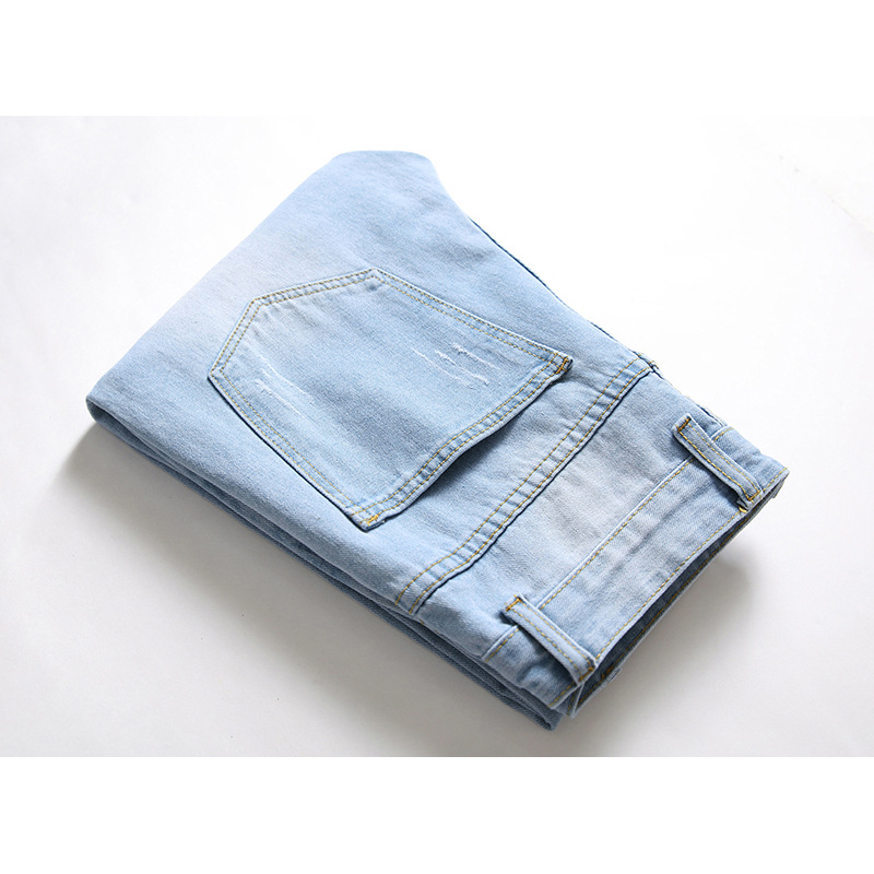 Cross-Border Men's new ripped JEANS men's foreign trade loose Denim trousers European and American Popular straight JEANS