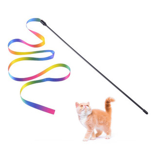 Double-sided Rainbow Ribbon Cat Tease Cross-border Rainbow Ribbon Cat Toy Cat Tease Dog Internet Celebrity Cat Tease Stick Toy