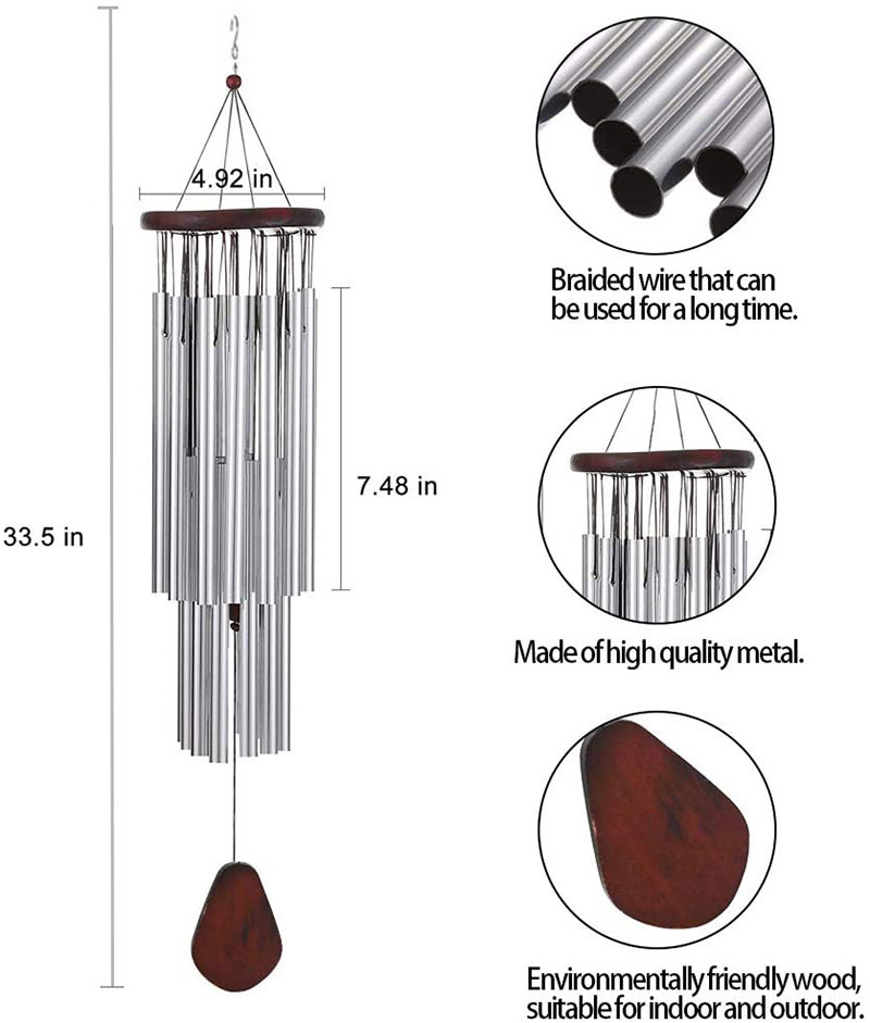 松木27管银色铃金属多管防锈风铃家居户外挂饰风铃生日祝福礼品