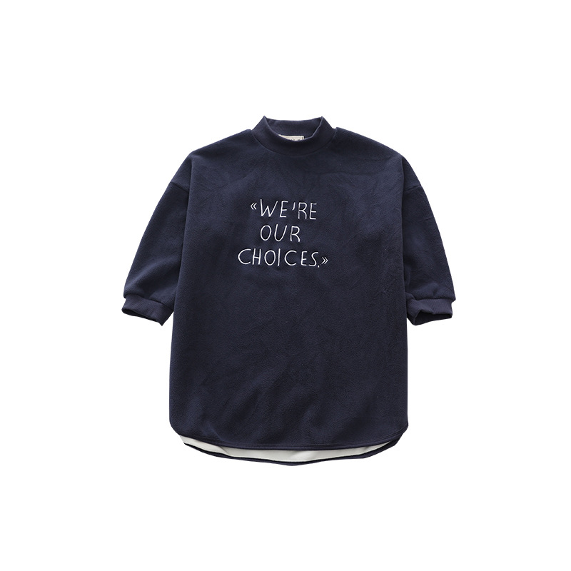 Girls' Fleece-Lined Sweater Mid-Length 2020 Autumn and Winter New Korean Style Middle and Large Children's Thickened Warm Sweater Skirt Top