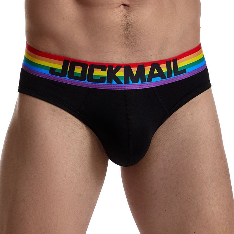 JOCKMAIL Rainbow Briefs Low Waist Sexy Solid Color Cotton Breathable Transparent Men's Underwear Summer Trendy Quick-drying Sports