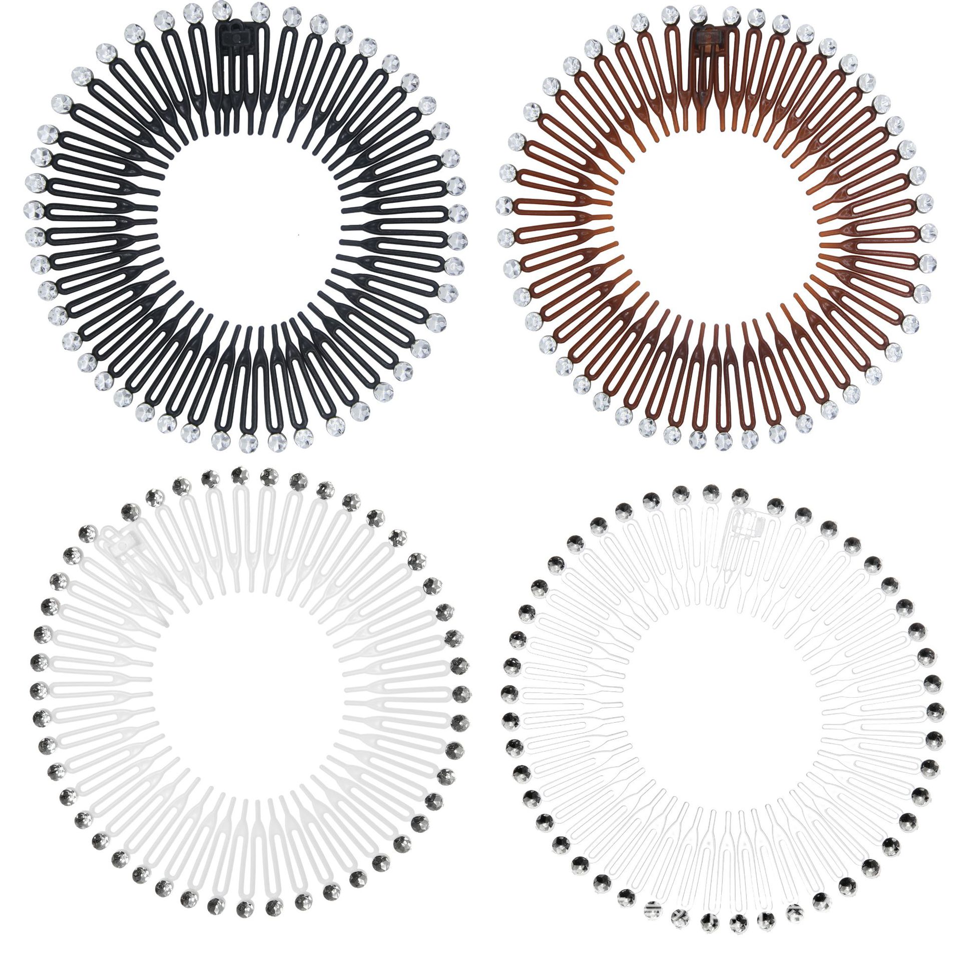 Factory Direct Supply color with diamond rice powder comb wig accessories spring comb hair accessories plastic comb combination