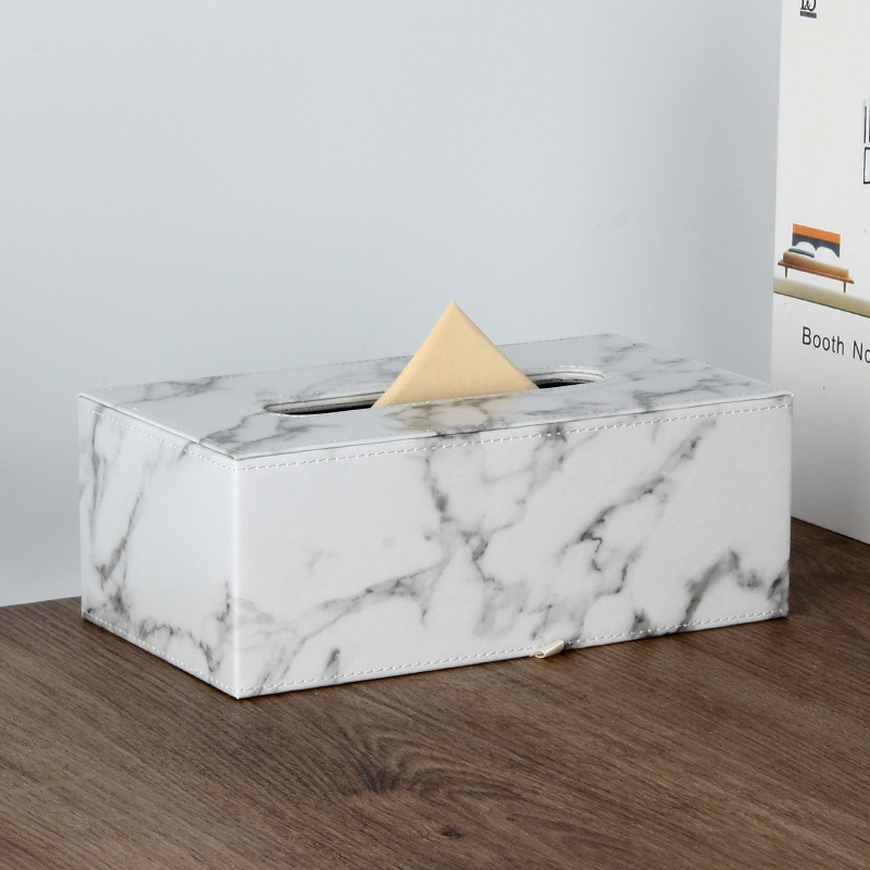 Nordic ins Home Marble Leather Tissue Box Creative Living Room Paper Box Creative Restaurant Napkin Paper Box