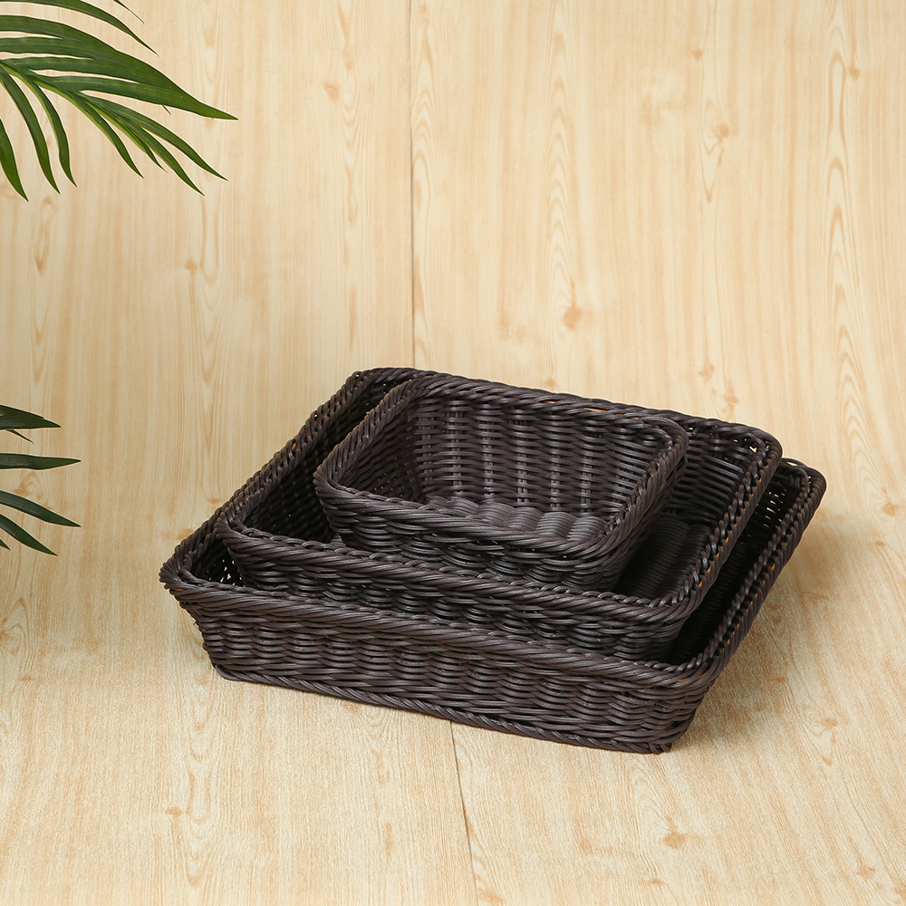 Rattan-like woven bread basket snack basket supermarket display basket display basket storage basket square Rattan woven fruit basket