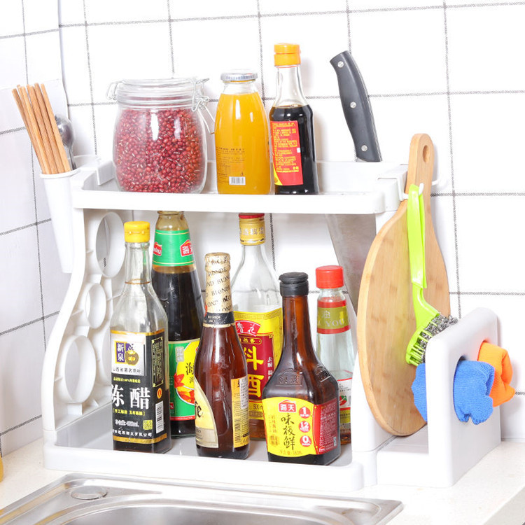 Kitchen storage rack plastic double storage rack seasoning rack chopsticks cage kitchen storage rack a generation of hair