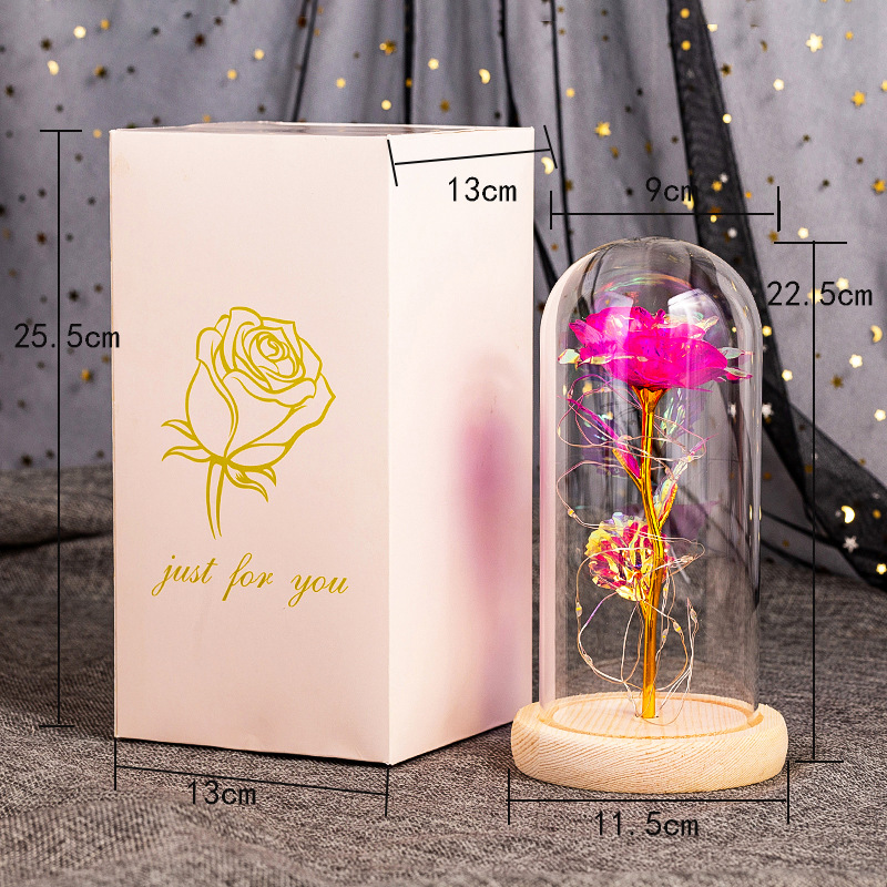 Eternal Flower Rose Flower Glass Lampshade Simulation Flower Valentine's Day Christmas Birthday Gift Home Decoration Nightlight