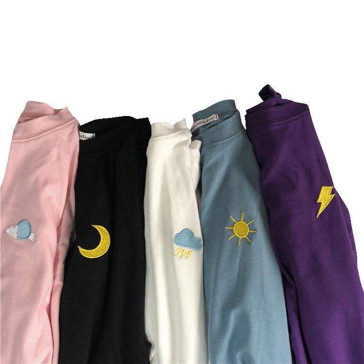 Antique Girl Loose Cartoon Embroidery Girl's Short-sleeved T-shirt Women's 2021 Weather ins Fashion European Goods Large Edition