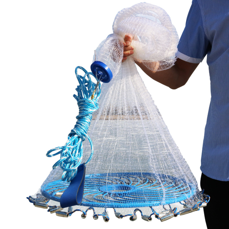 Factory direct hand cast net monofilament Frisbee type cast net fishing tire line zinc drop American hand cast net