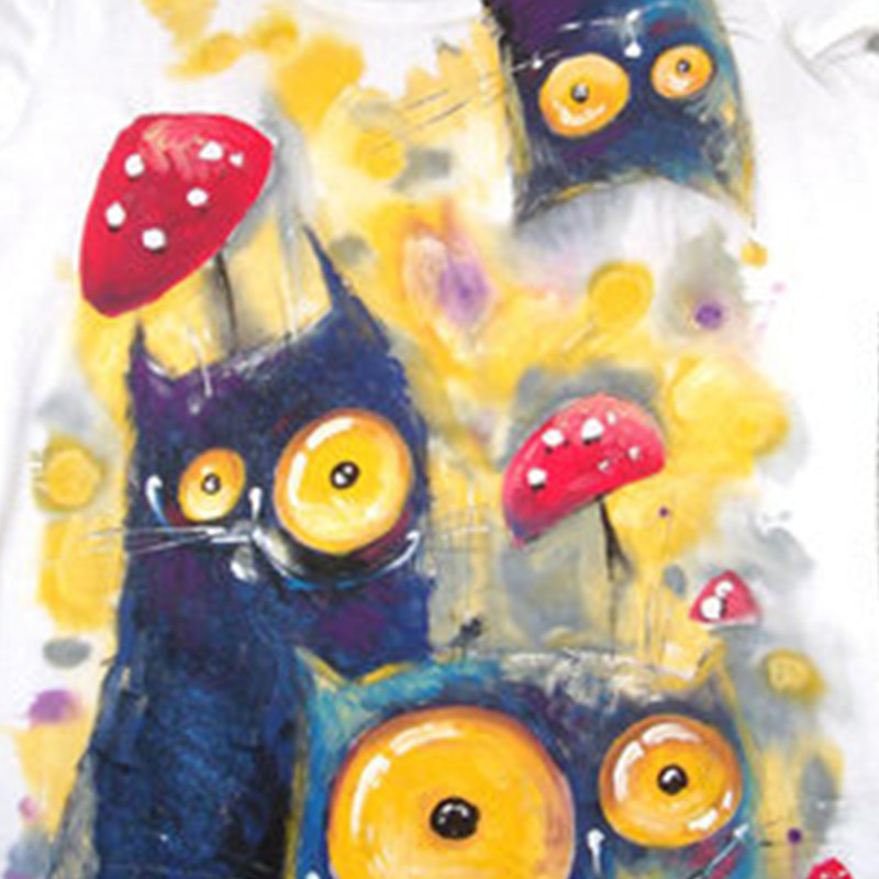 Spot 2022 Summer New Top Amazon Explosions European and American Hot Selling Fashion Big Eye Cat Printed T-shirt for Women