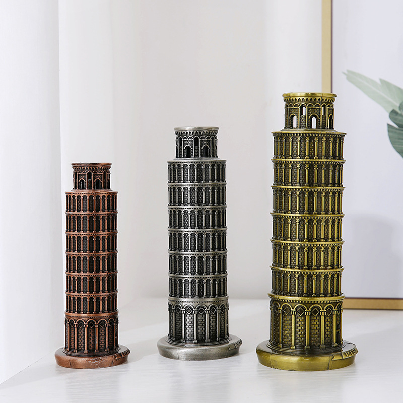 Leaning Tower of Pisa Model Ornaments World Landmark Architectural Metal Crafts Home Decoration Gift Toys