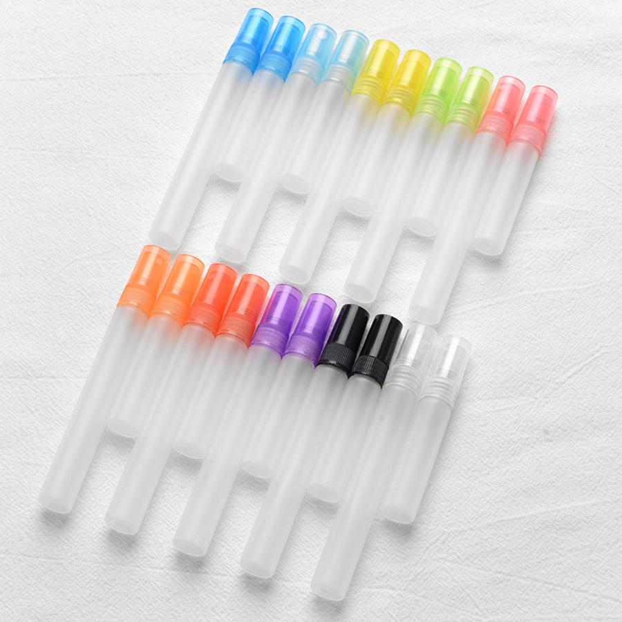 2.3.5.10ml small sample glass perfume bottle transparent plastic nozzle multi-color pull tube frosting trial spray bottle