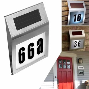 Cross border solar stainless steel house number lamp 2LED house number indicator lamp courtyard wall lamp number Lamp letter lamp