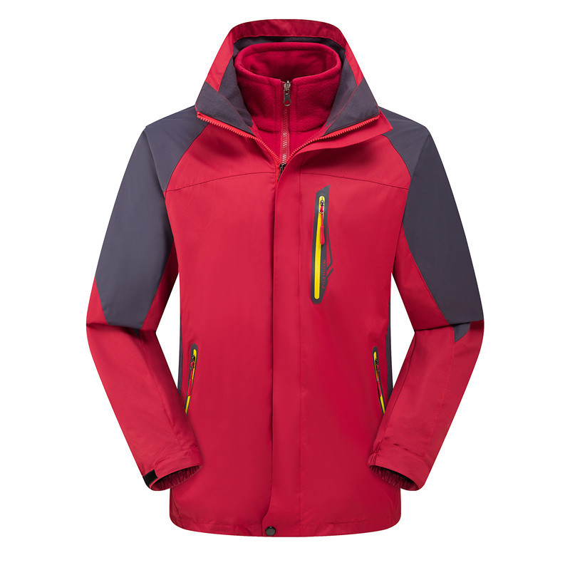 Autumn and Winter Outdoor Rush Clothes for Men and Women Three-in-One Removable Fleece-Lined Thickened Mountaineering Suit Windbreaker Work Clothes