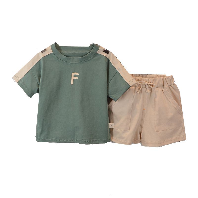 Foreign Trade Children's suit manufacturers wholesale 2023 Summer thin short sleeve children's clothing boys casual shorts T-shirt two-piece set