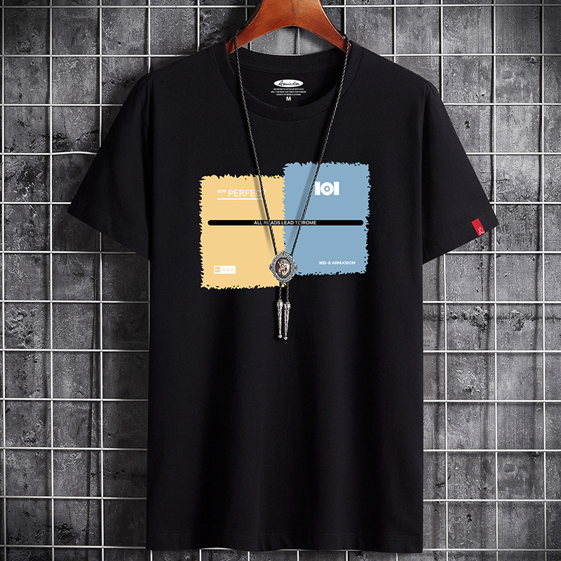 Short-sleeved Men's 20120 New Fashionable Brand T-shirt Men's Korean-style Fashionable Loose Couple's Large Size Men's Half-sleeved Fashionable Clothes