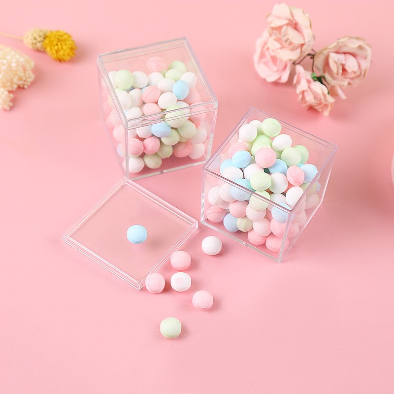 Transparent Plastic Box 5.5 Acrylic Square Box Food Blind Box Candy Packaging Box Stationery Parts Storage Box