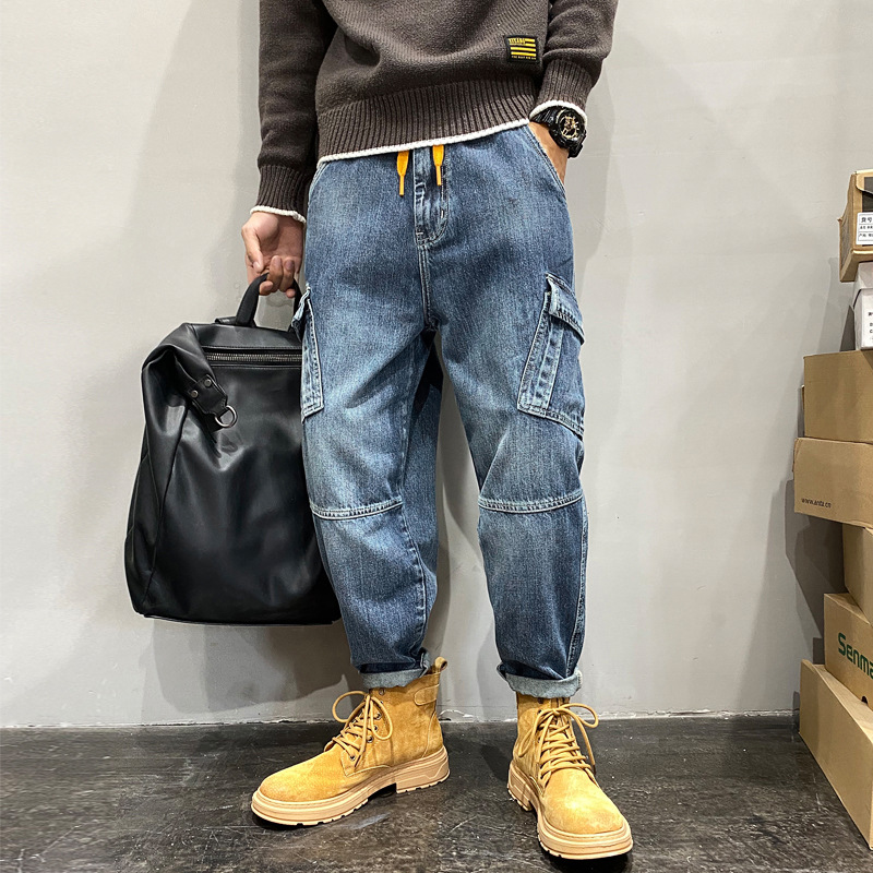 Autumn and Winter Ami Khaji Wash Water Dressed Jeans Dad Mopping Pants Hip-Hop Multi-Pocket Wide Leg Workwear Pants
