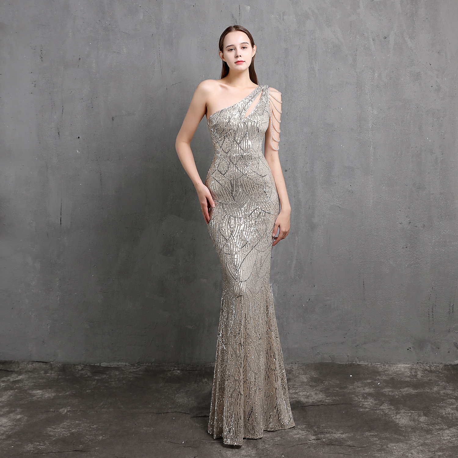 18519# Dress Fairy Style Fantasy Celebrity Party Evening Dress Sexy Long Slimming Toasting Dress Bride
