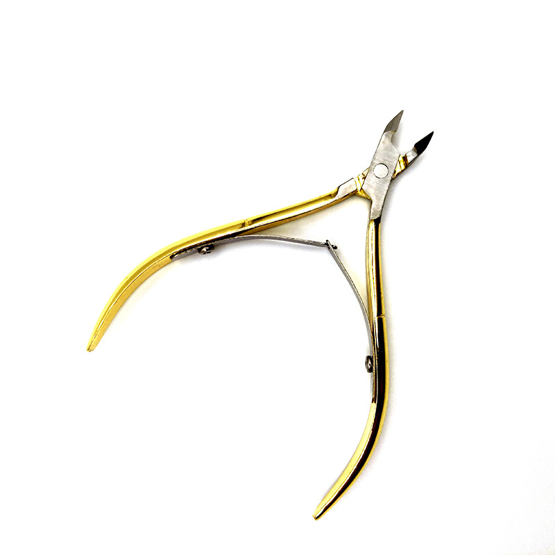Cross-border source nail art dead skin scissors D501 stainless steel Golden dead skin pliers nail groove inlay nail oblique nail scissors