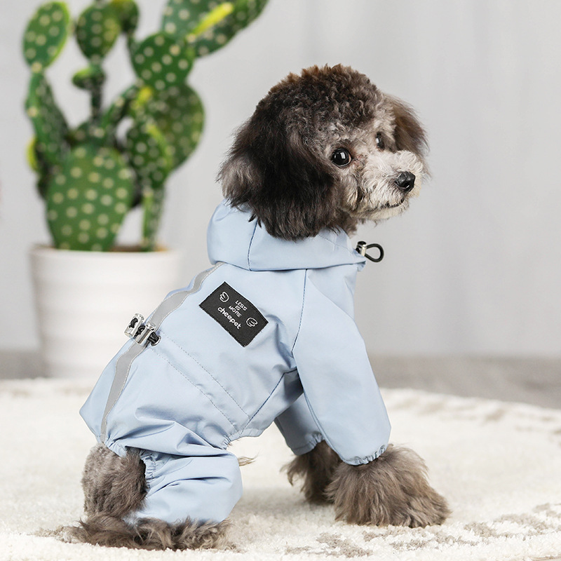 新しい防水フード付き犬レインコート全身ペット服犬猫四本足アパレル犬猫用品|undefined