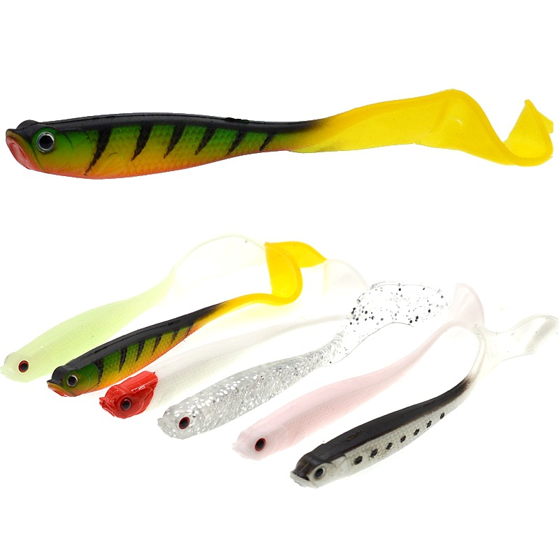 Open-belly curly tail soft bait, lure, bionic fake bait, fresh seawater fake bait, multi-color